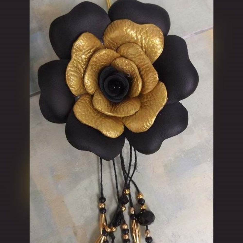 Handmade Genuine Leather Flower Handbag Charm